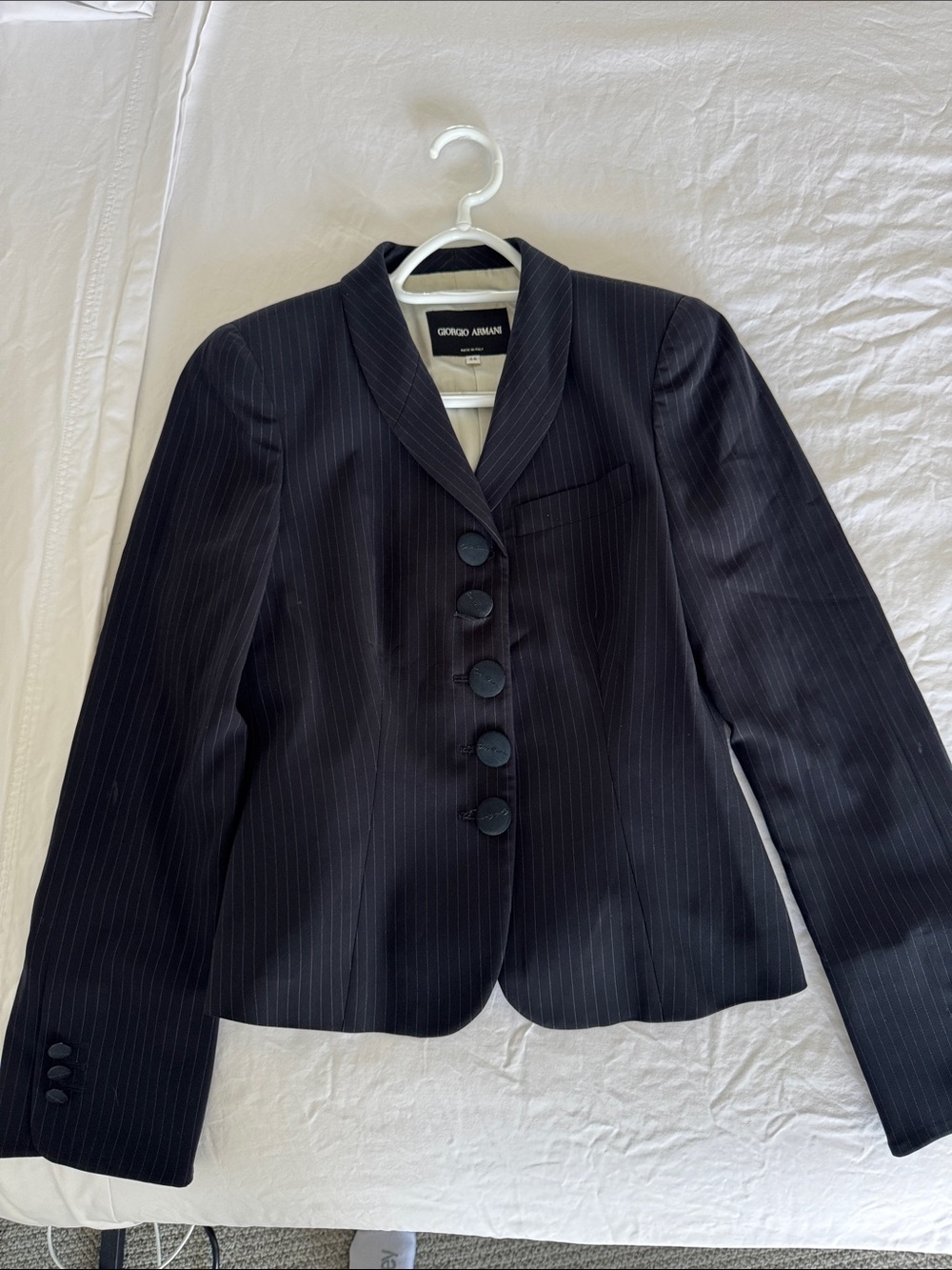 Giorgio Armani Black Pinstripe Single-Breasted Blazer Sz 38